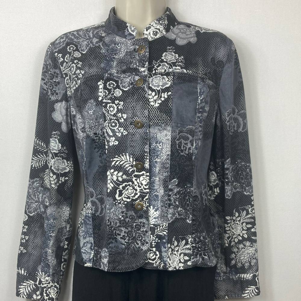 🍯 Honeycomb & 💮Floral Stand-Collar Jacket